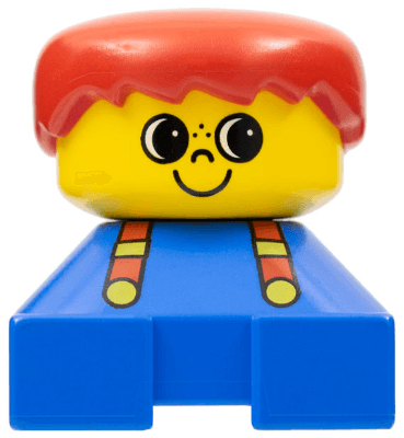 LEGO Duplo 2 x 2 x 2 Figure Brick Blue Base with Suspenders Red Male Hair (2327pb20) Duplo Minifigure