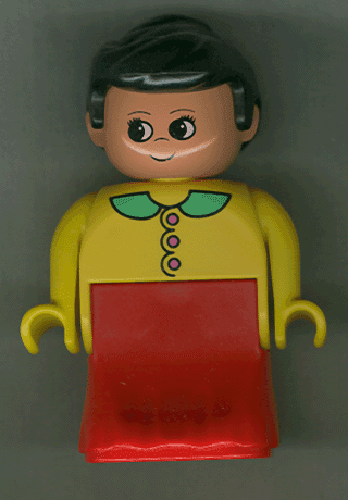 LEGO Duplo Figure Female Lady Red Dress Yellow Top and Green Collar (31181pb04) Duplo Minifigure