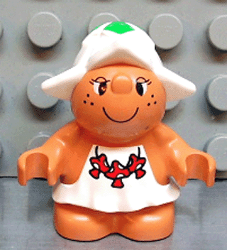 LEGO Duplo Figure Little Forest Friends Female White Dress with Red Mushrooms Pattern (Snoozy Me (31234pb04) Duplo Minifigure