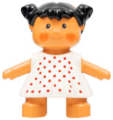 LEGO Duplo Figure Doll Marie's Baby White Dress with Red Dots (31312pb04) Duplo Minifigure