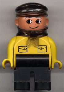Duplo Figure, Male, Black Legs, Yellow Top with Pockets (Intelli-Train Yellow Conductor)
