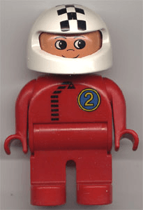 LEGO Duplo Figure Male Red Top with Black Zipper and Racer #2 (4555pb070) Duplo Minifigure