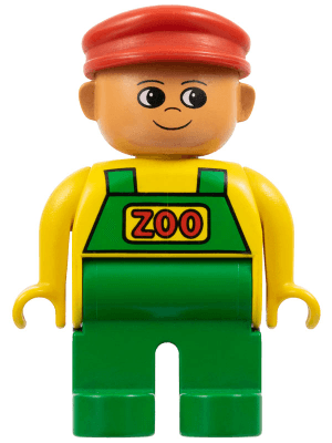 LEGO Duplo Figure Male Yellow Top with Green Overalls Red Cap (Zoo Keeper) (4555pb078) Duplo Minifigure