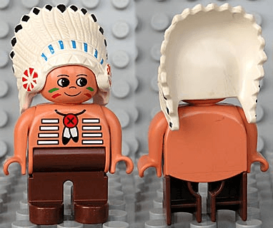 LEGO Duplo Figure Male Nougat Top with White Stripes (Native American Chief) (4555pb080) Duplo Minifigure