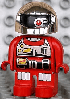 LEGO Duplo Figure Robot Action Wheeler Utility Belt Chest Panel One Red Eye and Silver Helmet (4555pb109) Duplo Minifigure