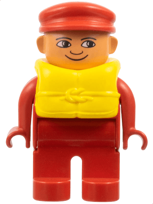 LEGO Duplo Figure Male Red Top Life Jacket Red Cap (4555pb115) Duplo Minifigure
