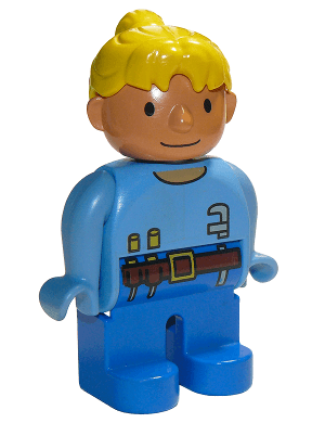 LEGO Duplo Figure Female Wendy in Worker Outfit Medium Blue Top (4555pb134) Duplo Minifigure