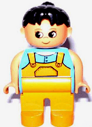 LEGO Duplo Figure Female Medium Blue Top with Overalls Black Hair (4555pb152) Duplo Minifigure