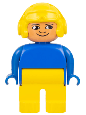 LEGO Duplo Figure Male Blue Top Aviator Helmet Yellow (4555pb169) Duplo Minifigure