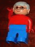 LEGO Duplo Figure Male Red Top Gray Hair Glasses (4555pb208) Duplo Minifigure