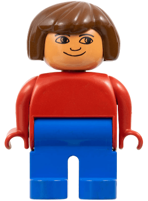 LEGO Duplo Figure Female Red Top Brown Hair No Eyelashes Plain Smile (4555pb221) Duplo Minifigure