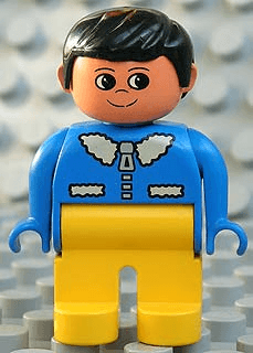 LEGO Duplo Figure Male Blue Top with White Collar Black Hair (4555pb243) Duplo Minifigure