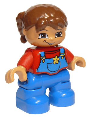 LEGO Duplo Figure Lego Ville Child Girl Red Top Reddish Brown Hair (47205pb021) Duplo Minifigure