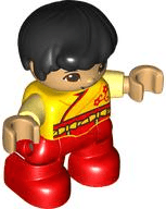 LEGO Duplo Figure Lego Ville Child Boy Yellow Robe Bright Light Yellow Arms Black Hair Reddish (47205pb094) Duplo Minifigure