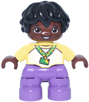 LEGO Duplo Figure Lego Ville Child Boy Medium Lavender Legs Bright Light Yellow and White Top B (47205pb130) Duplo Minifigure