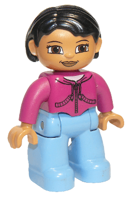 LEGO Duplo Figure Lego Ville Female Magenta Top Black Hair (47394pb015) Duplo Minifigure