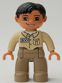 LEGO Duplo Figure Lego Ville Male Tan Top Black Hair (47394pb018) Duplo Minifigure