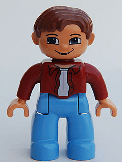LEGO Duplo Figure Lego Ville Male Dark Red Top Reddish Brown Hair (47394pb019) Duplo Minifigure