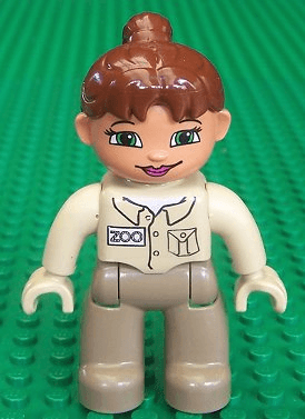 LEGO Duplo Figure Lego Ville Female Tan Top Reddish Brown Ponytail Hair (47394pb021b) Duplo Minifigure