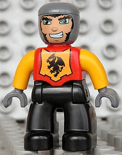 LEGO Duplo Figure Lego Ville Male Castle Red Chest Bright Light Orange Arms (47394pb092) Duplo Minifigure