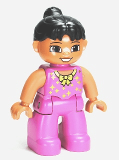 LEGO Duplo Figure Lego Ville Female Tightrope Walker Dark Pink Legs and Top with Gold Bow and S (47394pb153) Duplo Minifigure