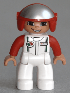 LEGO Duplo Figure Lego Ville Male White Race Top with Octan Logo (47394pb161) Duplo Minifigure