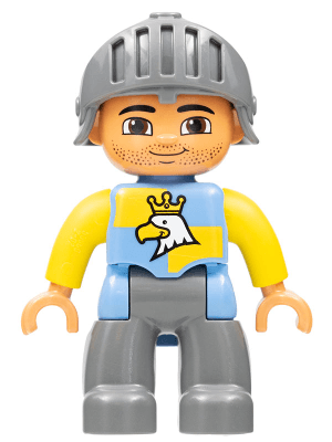 LEGO Duplo Figure Lego Ville Male Castle Blue and Yellow Chest with Crowned Eagle (47394pb178) Duplo Minifigure