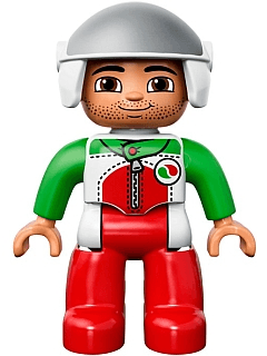 LEGO Duplo Figure Lego Ville Male Race Top with Zipper and Octan Logo (47394pb183) Duplo Minifigure