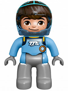 LEGO Duplo Figure Lego Ville Miles with Helmet (47394pb198) Duplo Minifigure
