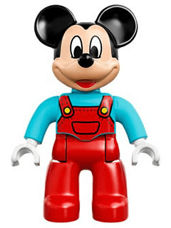 LEGO Duplo Figure Lego Ville Mickey Mouse Red Overalls with Medium Azure Top (47394pb204) Duplo Minifigure
