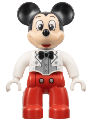 LEGO Duplo Figure Lego Ville Mickey Mouse Silver Shirt Black Bow Tie (47394pb342) Duplo Minifigure
