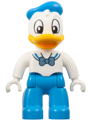 LEGO Duplo Figure Lego Ville Donald Duck Dark Azure Legs and Hat White Shirt with Metallic Ligh (47394pb344) Duplo Minifigure