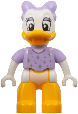 LEGO Duplo Figure Lego Ville Daisy Duck Lavender Bow and Shirt Silver Sparkles and Dots (47394pb345) Duplo Minifigure