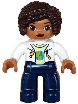 LEGO Duplo Figure Lego Ville Female White Vest with Star and Moon Fasteners Pattern Yellowish G (47394pb350) Duplo Minifigure
