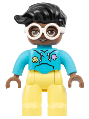 LEGO Duplo Figure Lego Ville Female Bright Light Yellow Legs Medium Azure Hoodie Shirt White Gl (47394pb352) Duplo Minifigure