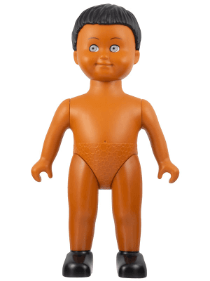 Duplo Figure Doll, Large, without Clothes, Black Male Hair, Dark Orange Body (6078088)