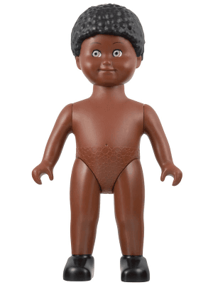 Duplo Figure Doll, Large, without Clothes, Black Coiled Hair, Reddish Brown Body (6078081)