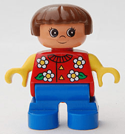 LEGO Duplo Figure Child Type 2 Girl Collar And 2 Buttons Brown Hair (6453pb039) Duplo Minifigure