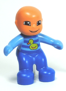 Duplo Figure Lego Ville, Baby, Blue and Medium Blue Romper with Stripes and Yellow Duck Pattern
