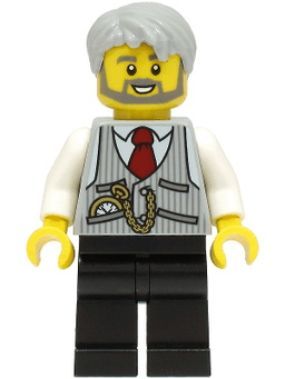 LEGO LEGOLAND Park Train Conductor Pinstripe Vest Red Tie and Pocket Watch (LLP002a) minifigure