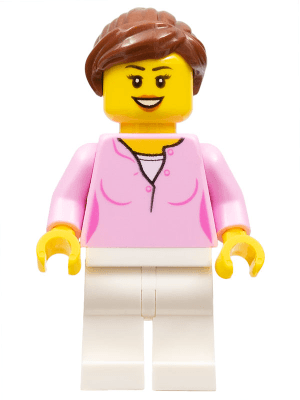 LEGO LEGOLAND Park Female with Reddish Brown Ponytail Bright Pink Shirt (LLP021) LEGO Minifigure