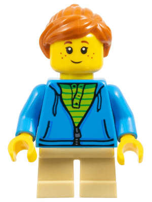 LEGOLAND Park Girl, Dark Azure Hoodie over Lime Shirt, Ponytail