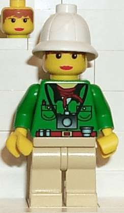 Pippin Reed / Miss Gail Storm - Green Closed Shirt, Tan Legs, White Pith Helmet