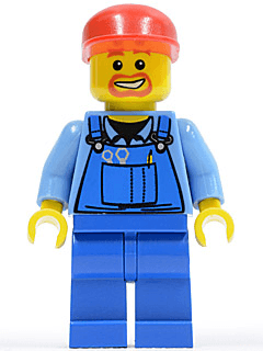 LEGO Overalls with Tools in Pocket Blue Red Cap (air031) Town / City Minifigure