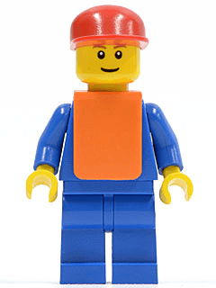 Airport - Blue 3 Button Jacket & Tie, Red Cap, Blue Legs, Orange Vest, Eyebrows