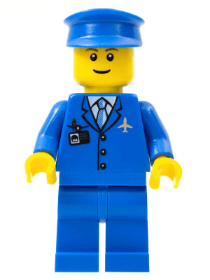 Airport - Blue 3 Button Jacket and Tie, Blue Hat, Blue Legs, Reddish Brown Eyebrows
