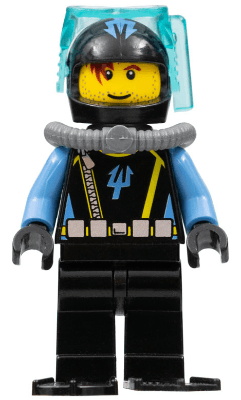 LEGO Aquaraider Diver 9 with Black Flippers (aqu026) LEGO Minifigure