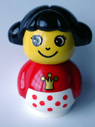 LEGO Primo Figure Girl with White Base with Red Dots Red Top with Crown Pattern Black Hair (baby004) LEGO Minifigure
