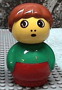 LEGO Primo Figure Boy with Red Base Green Top Dark Orange Hair (baby005) LEGO Minifigure