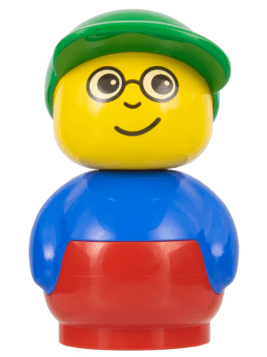 LEGO Primo Figure Boy With Red Base Blue Top Green Hat Glasses (baby008) LEGO Minifigure